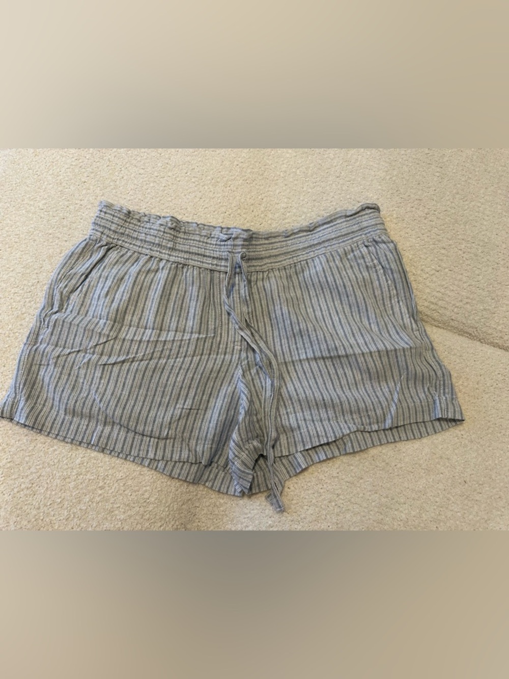 LOFT Blue and White Striped Pull-Tie Shorts